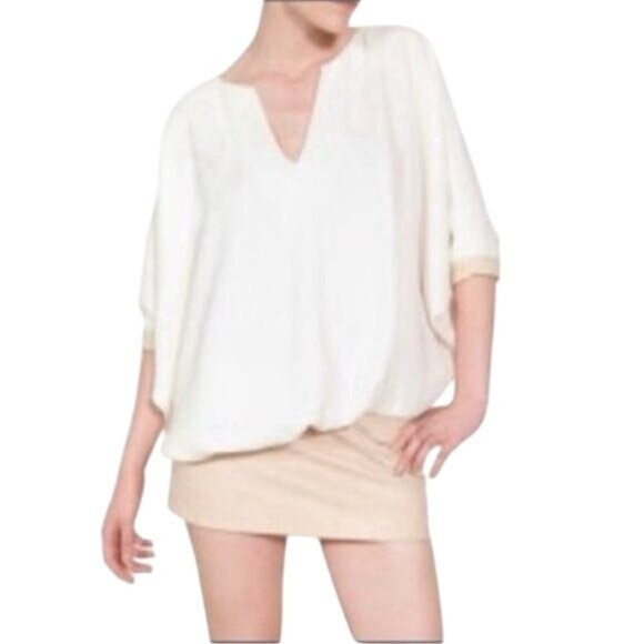 NWT Luxury Designer Jay Ahr White & Taupe Suede Skirt Mini Dress - Picture 7 of 13